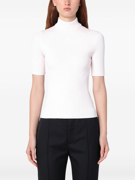 Courrèges Rippstrick Seide-Nylon Top mit Mock Neck 4