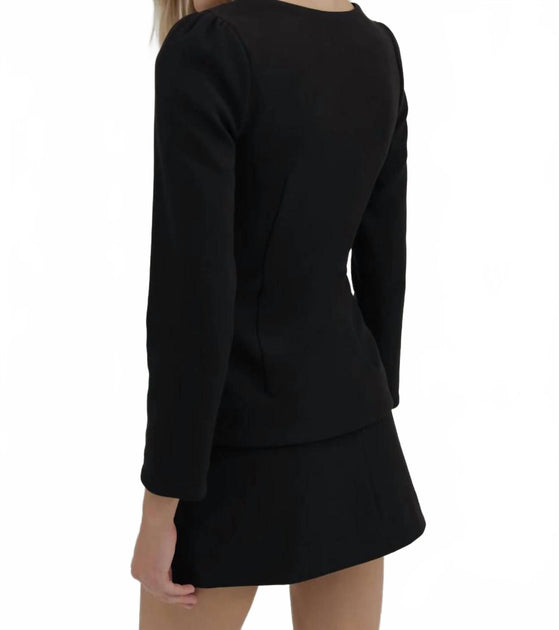 for Love & Lemons Josie Scoop Neck Blazer Black Small 4