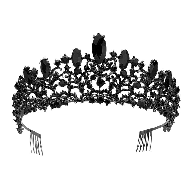 FASHNZFAB Marquise Stone Custer Princess Tiara Gold 3