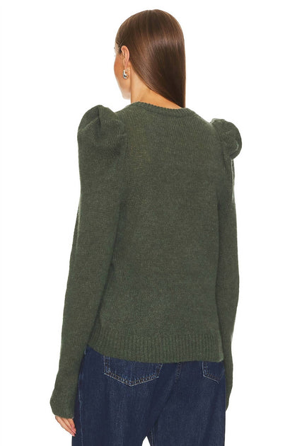 Nation LTD Lara Puff Shoulder V-Neck Pullover Green Large 4