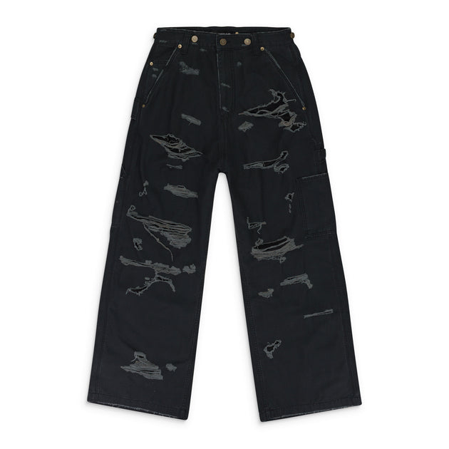 パンツ PROJECT G/R DISTRESSED PATCH WORK PANTS Project G/R BLACK DISTRESSED PATCH WORK SWEATPANTS | ShopSimon