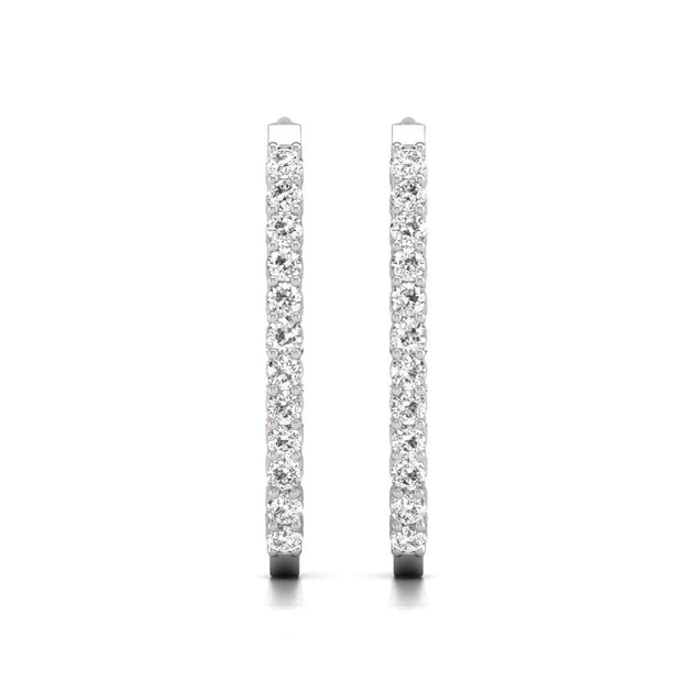 Diana M Lab 14KT White Gold 3CT Oval Hoop Earrings Silver 3
