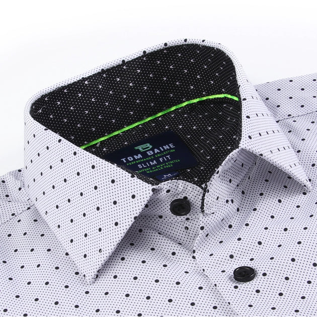 Tom Baine Slim Fit Performance Long Sleeve Geometric Button Down Blue Large 3