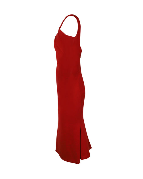 Zac Posen Halter Flared Bottom Midi Dress Red US 4 3