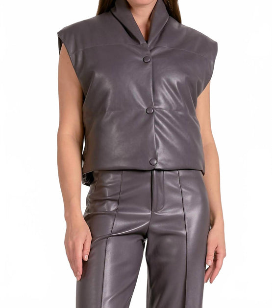 ELAN Faux Leather Vest Pink XSmall 2
