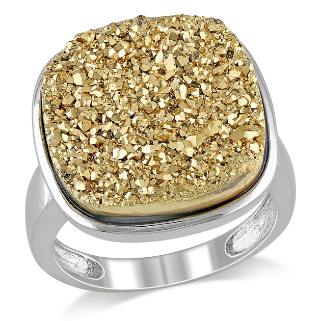 Mimi & Max Druzy Gemstone Cocktail Ring Sterling Silver Gold US 6.5 2