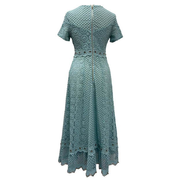 Maje Lace Maxi Dress In Turquoise Polyester