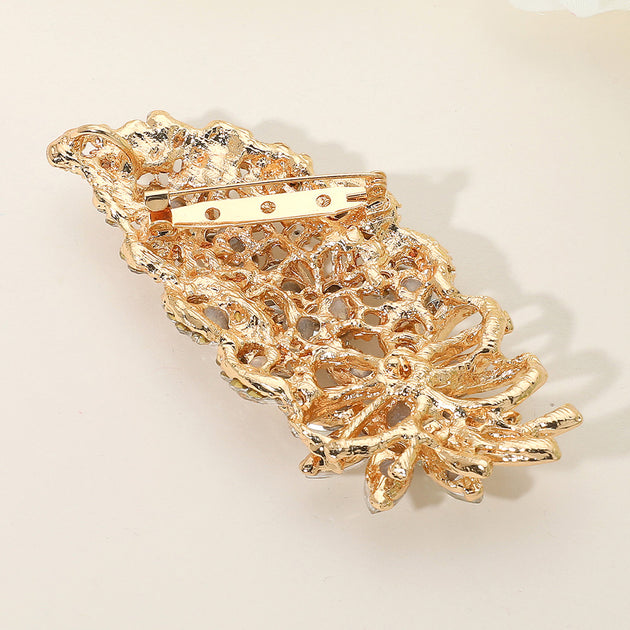 FASHNZFAB Flower Stone Cluster Leaf Pin Brooch Silver One Size 4
