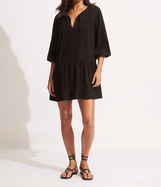 Seafolly Fallow Cover Up Black Medium 2