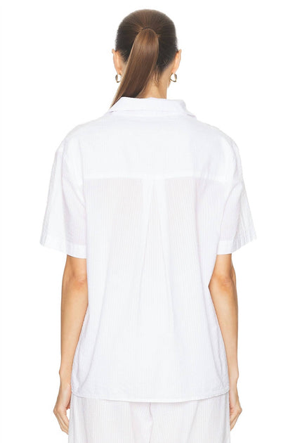 Enza Costa Chemise Resort Seersucker Blanc Medium 3