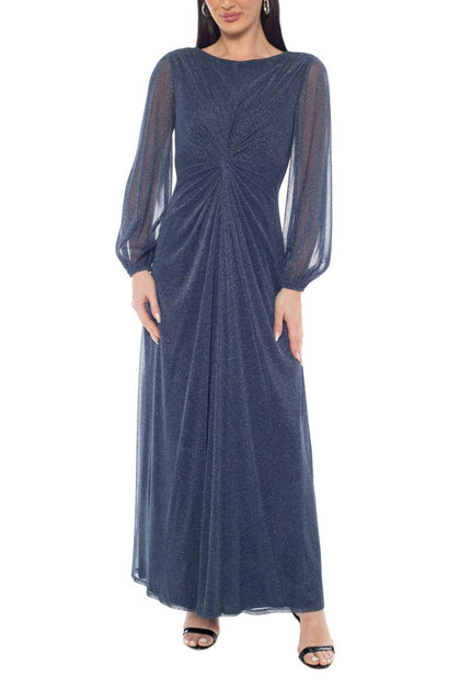 Oleg Cassini Women's Middle Twist A-Line Maxi Dress Silver Medium 2