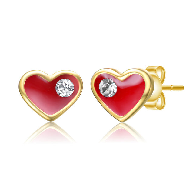GigiGirl Heart Stud Earrings Red One Size 2