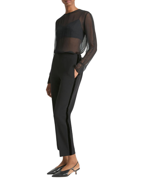 Vince Mid Rise Velvet Strapping Pull-On Pant Black Medium 4