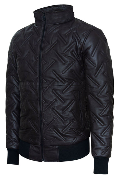 Infinity Taunton Men Quilted Leather Bomber Jacket Black XSmall 4