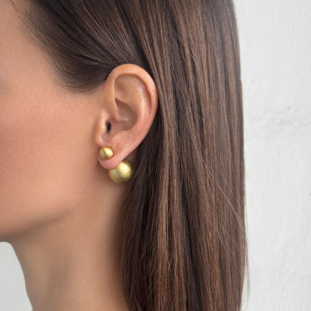 Adornia Double Ball Earrings Gold 3