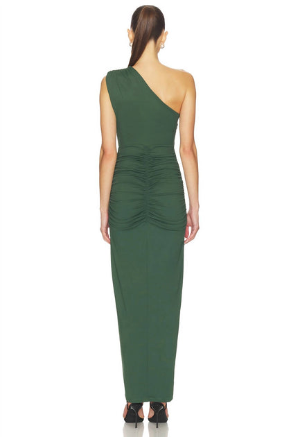 Susana Monaco One Arm Gathered Dress Vert Large 4