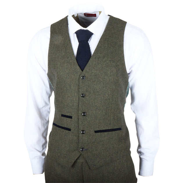 Infinity Tweed Formal Waistcoat Olive Green US 48 Regular 3