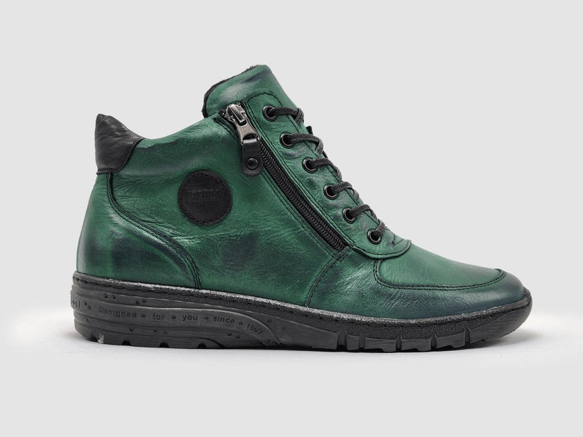 KCR Group Everyday Wool-Lined Zip-Up Leather Boots Green US 7 3