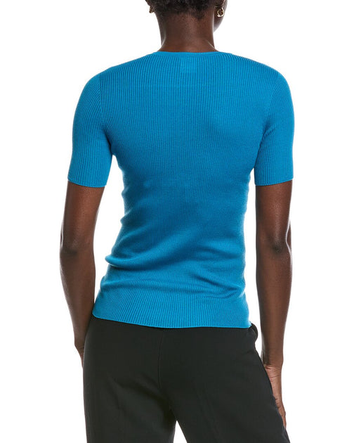 Akris Ribbed Silk-Blend Top Blue US 16 3