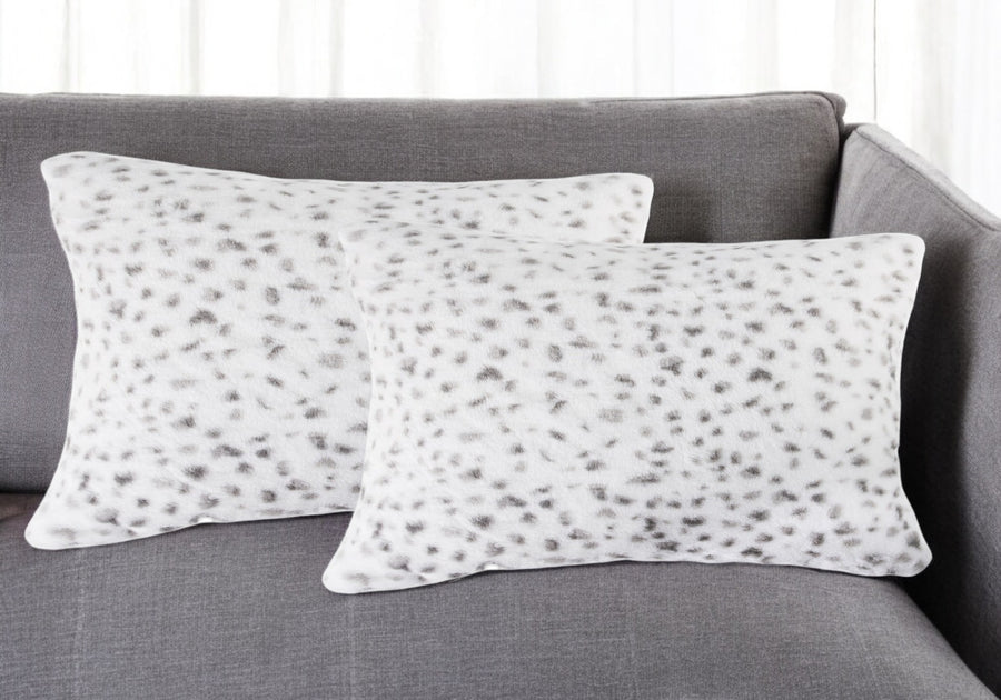 Hivvago Set of Two Lumbar Throw Pillows White/Gray 12x20 2