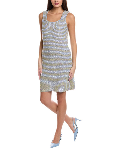 St. John Slub Tweed Kleid Blau Large 2