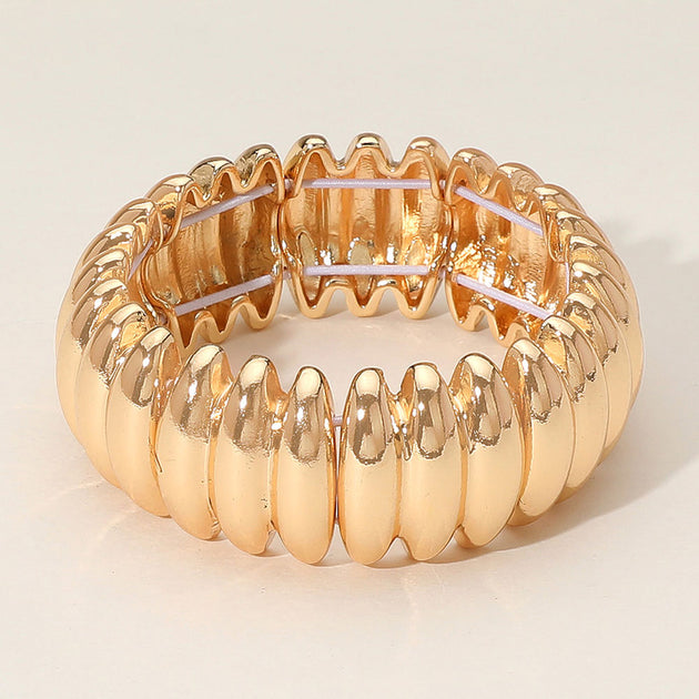 FASHNZFAB Ribbed Stretch Bracelet Gold One Size 3