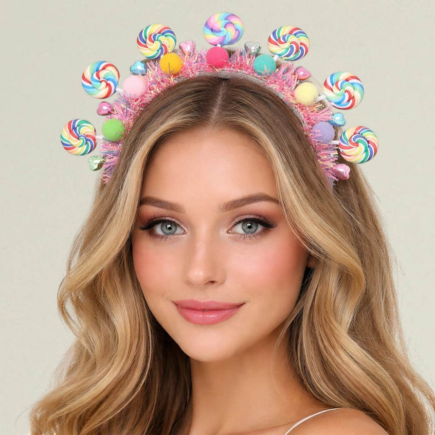 FASHNZFAB Candy Swirl Tinsel Headband Multi 2