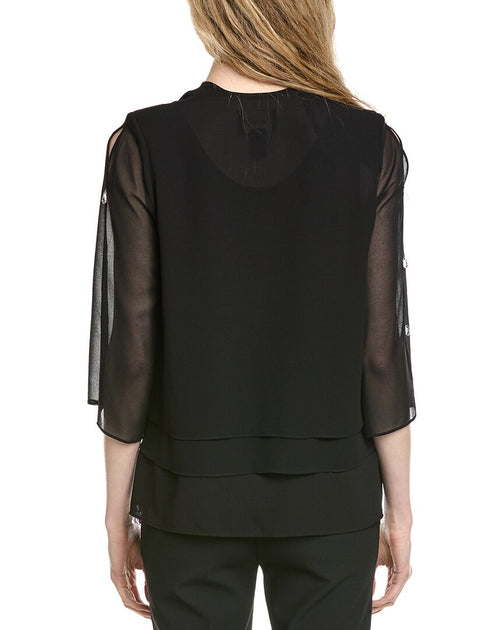 Joseph Ribkoff Elbow Sleeve Top Black US 12 3