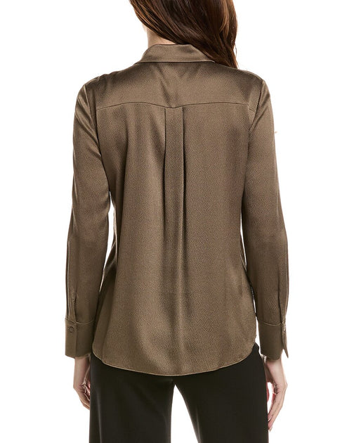 Lafayette 148 New York Scottie Bluse Grau Small 3