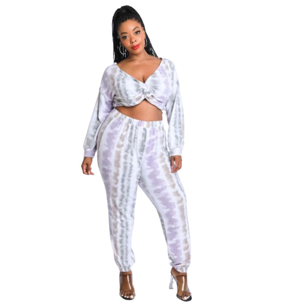 TRUEDAMES Tie Dye Off Shoulder Set Purple 3X 2