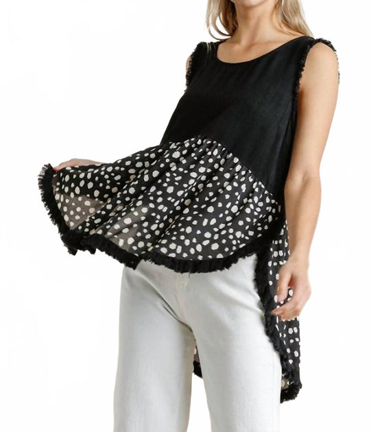 Umgee Fringed Dalmatian Top Black Small 2