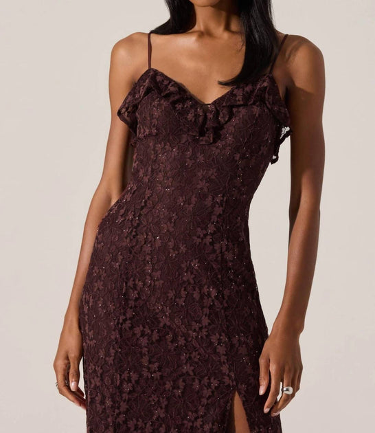 ASTR Leonie Floral Lace Maxi Dress Red Small 4
