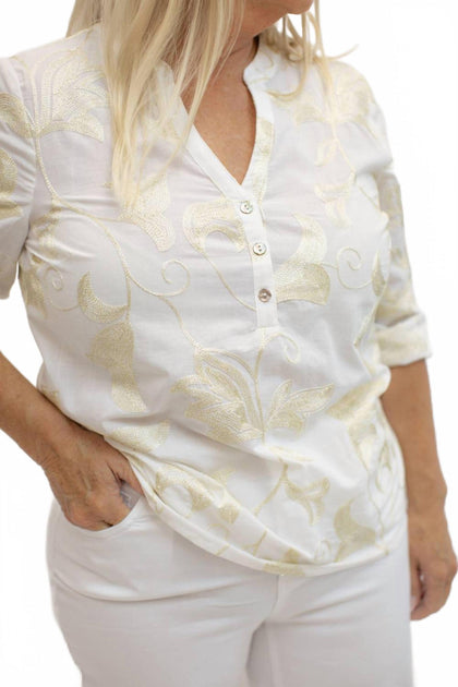 Charlie B Popover Blouse White XSmall 3