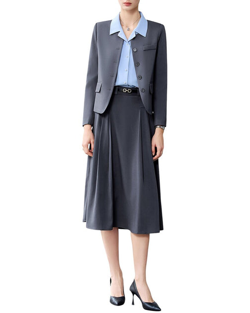 Bossy Chic 2pc Blazer Skirt Set Grey US 8 2