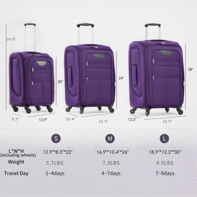 BreeBe Softside Luggage 3 Piece Set Dark Blue 9