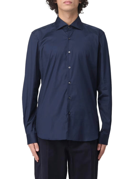 Fay Stretch-Hemd mit Französischem Kragen Blau Small 2