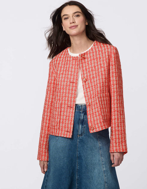 Bernardo Mademoiselle Tweed Cropped Jacket Beige XSmall 4