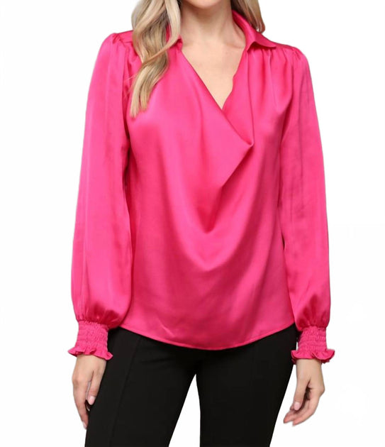 FATE Cowl Neck Satin Blouse Pink Small 3
