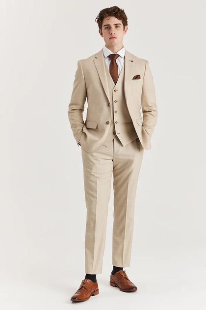 Infinity Men's 3 Piece Suit Beige 36 Regular 3