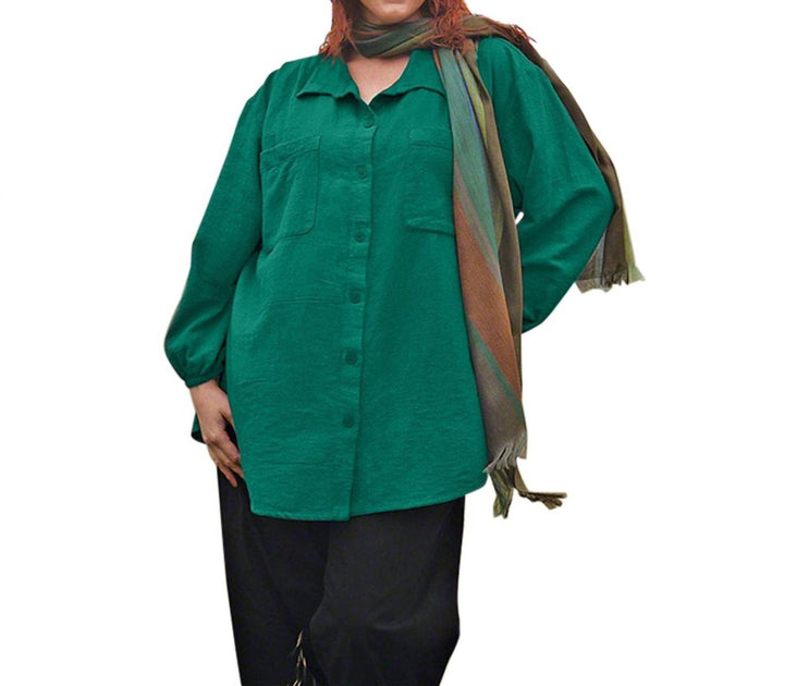 On The Plus Side Long Sleeve Button Up Shirt Green US 20 2