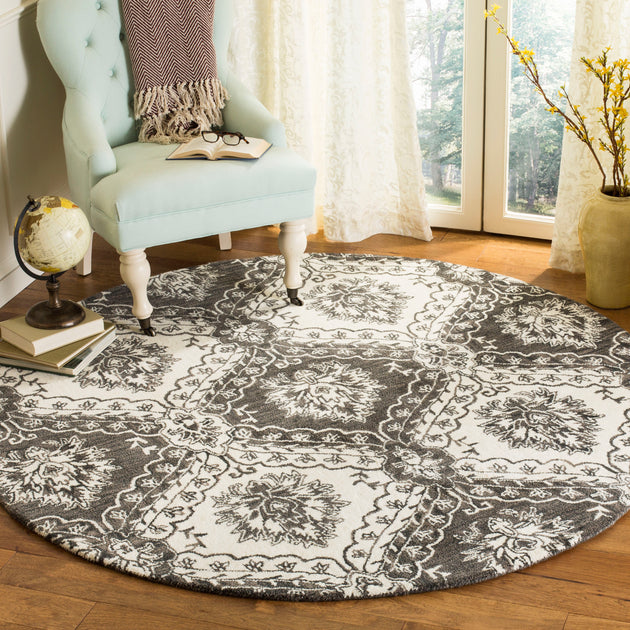 Safavieh Blossom BLM601 Area Rug Charcoal/Ivory 4