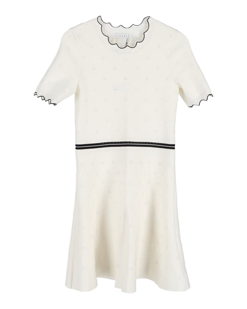 Sandro Paris Sandro Knit Nipped in Waist Dress in Cream Viscose