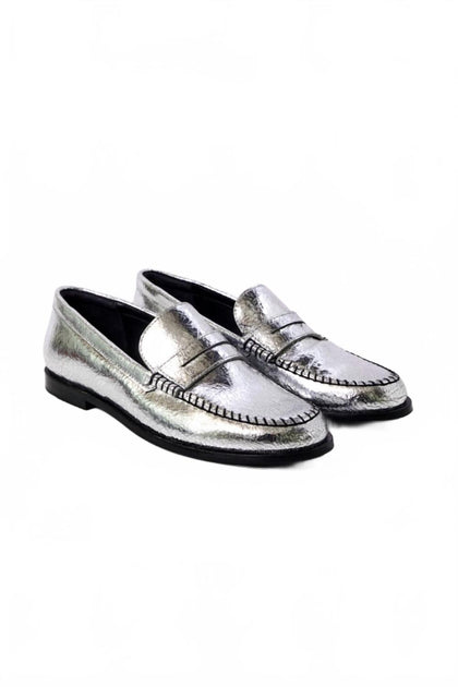 Free People Blanket Chain Stitch Loafer Silver US 9 2