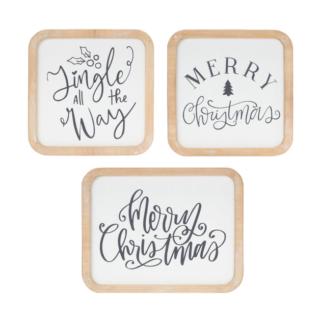 Melrose International Holiday Sentiment Plaque Black/White 2