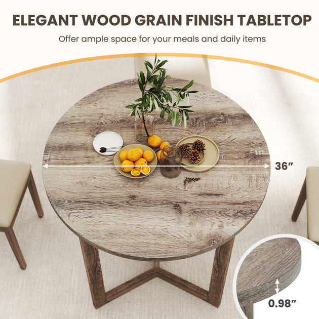 Hivvago 36 Inch Round Wood Dining Table Black 5