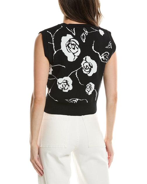 Gracia Floral Knit Tank Top Black Medium 3