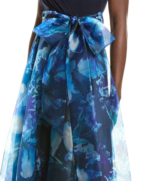 Eliza J Knit Jersey & Printed Organza Gown | ShopSimon Eliza J Knit Jersey & Printed Organza Gown | ShopSimon