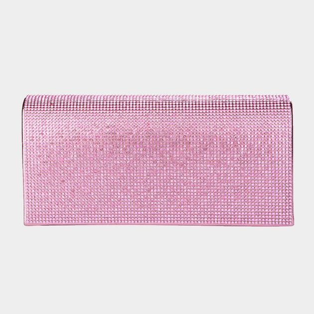 FASHNZFAB Bling Solid Evening Clutch Crossbody Bag Purple One Size 2