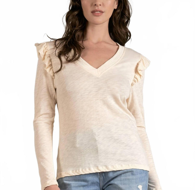 Elan Ruffle Sleeve Top White Small 3