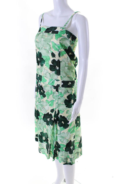 Plan C Floral Print Cotton Organza Dress Mint Green EU 36 3